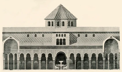 Élévation latérale de la Cour des Lions et Fontaine, 19e siècle, 1907