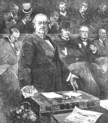 Sir William Harcourt annonçant la démission du gouvernement de Lord Rosebery, 1895