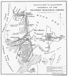 Carte esquisse pour illustrer les voyages des parties géologiques occidentales, 1913