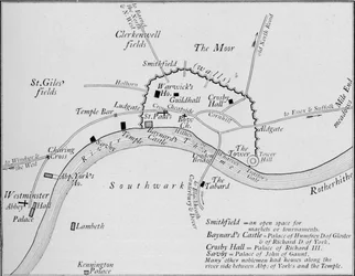 Carte esquisse de Londres au 15ème siècle, 1906