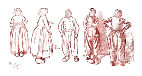 Croquis à Volendam, Hollande, 1900