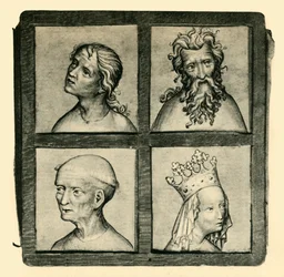 Croquis de têtes, début du 15e siècle, 1943
