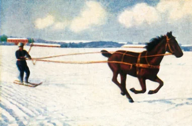 Skijöring en Suède, vers 1928