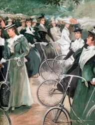 Dames de la société faisant du vélo à Hyde Park, Londres, 1896