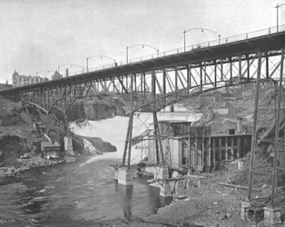Chutes de Spokane, Washington, USA, vers 1900