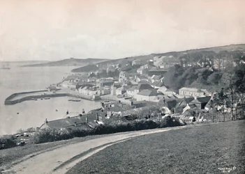 St. Mawes - Vue sur le port et le château, 1895
