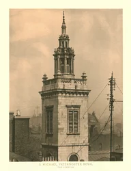 St Michael, Paternoster Royal, Le Clocher, milieu-fin du 19ème siècle