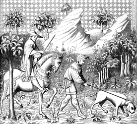 Chasse au cerf, 14e siècle, 1849