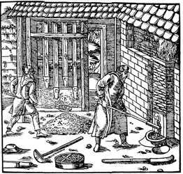 Triage et grillage du minerai pour extraire le métal, 1556