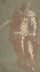 Homme barbu debout tenant un livre, 1530-60