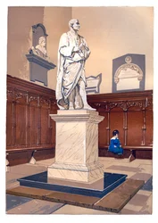 Statue de Sir Isaac Newton dans la chapelle du Trinity College, Cambridge, vers 1850