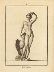 Statue du jeune berger Ganymède, enlevé par Zeus, avec un aigle