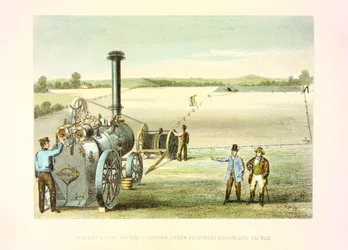 Équipement de labourage à vapeur, vers 1860