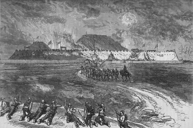 Assaut des forts de Takoo, vers 1880