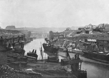 Sunderland - Vue de la rivière depuis le pont, 1895