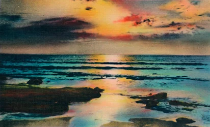 Coucher de soleil sur le Pacifique. La Jolla, Californie, vers 1941