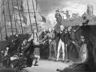 Reddition du navire espagnol San Josef après la bataille du cap Saint-Vincent, 1797