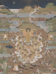 Mandala du temple Taima - Amida accueille Chūjōhime au paradis occidental