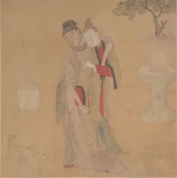 Officier tartare avec dame blonde, XIXe siècle