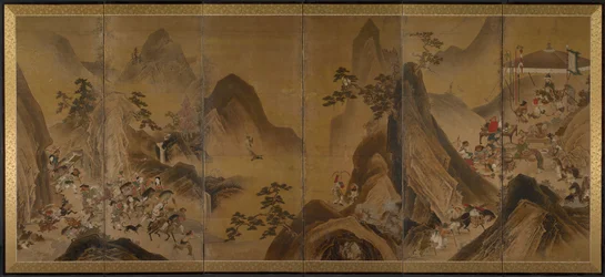 Tartares chassant dans un paysage de montagne, première moitié des années 1600