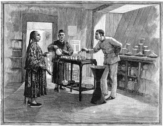 Dégustation de thé en Chine, 1888
