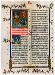 Page de texte avec scènes bibliques, fin du 14ème siècle