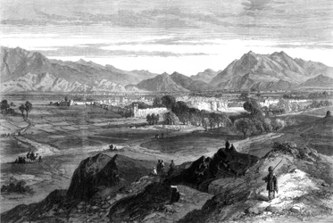 La guerre afghane : Jalalabad depuis Pipers Hill, Afghanistan, 1879