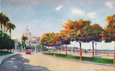 La belle promenade Beira Mar - approchant le magnifique palais Monroe, 1914
