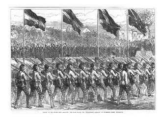 La Black Watch 42e Highlanders marchant vers Governors Green, Portsmouth