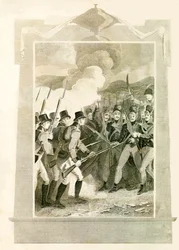 Les Britanniques attaquant les lignes françaises à la baïonnette lors de la bataille de Maida, 1806, 1816
