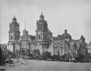 La cathédrale, ville de Mexico, vers 1897