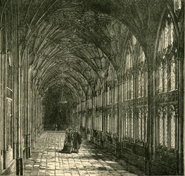 Les cloîtres de la cathédrale de Gloucester, 1898