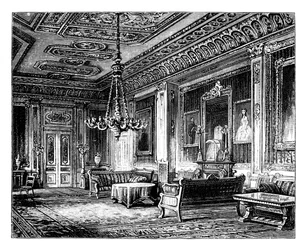 Le salon cramoisi, château de Windsor, vers 1888