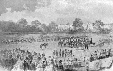 La première distribution de la Croix de Victoria par la reine Victoria, Hyde Park, 26 juin 1857, 1901