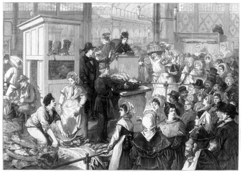 Le marché aux poissons, la saison du Carême à Paris, 1875