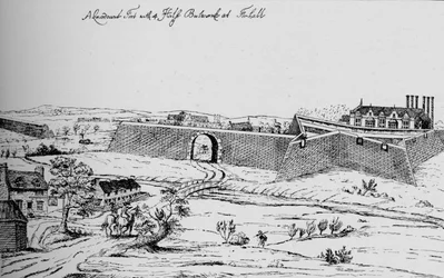 Le Fort de Vauxhall érigé pour la défense de Londres pendant la guerre civile, vers 1810, 1912