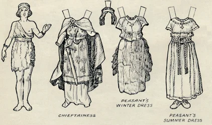 La galerie des costumes historiques : Ce que portaient les Bretons et les Romains, vers 1934