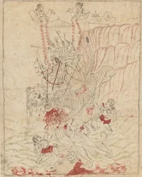 La Déesse Durga tuant le démon buffle, Mahisha Mahishasura Mardini, vers 1760