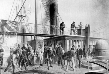 Le Great Eastern récupérant le câble atlantique perdu, 1866, vers 1920