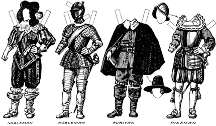 La Grande Galerie du Costume Historique : Robes portées sous le règne de Jacques Ier, vers 1934