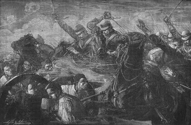 Les gardes chargeant les canons à Kassassin, vers 1882