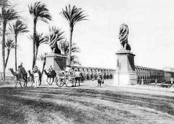Le pont Kasr-El-Nil, Le Caire, Égypte, vers les années 1920
