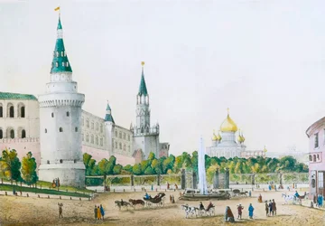 Le jardin du Kremlin, Moscou, Russie, vers 1830-1840