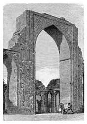 La mosquée Kutal, district de Delhi, Inde, 1895