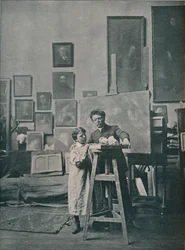 Le défunt Eugène Carrière dans son atelier, vers 1870-1890