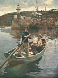 Le phare de Newlyn, Cornouailles, 1893, vers 1902