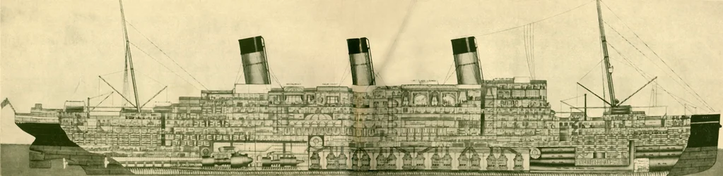 Le Majestic 56 551 tonnes montré en section, vers 1930