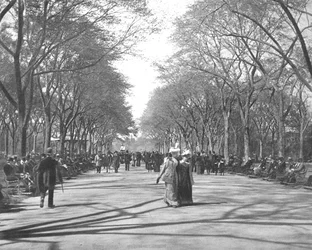 Le Mall, Central Park, New York, USA, vers 1900