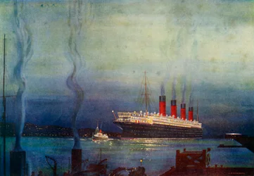Le Mauretania à Cherbourg, vers 1930
