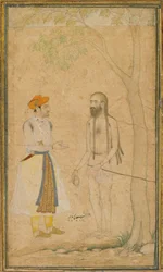 Le prince moghol Parvez et un homme saint